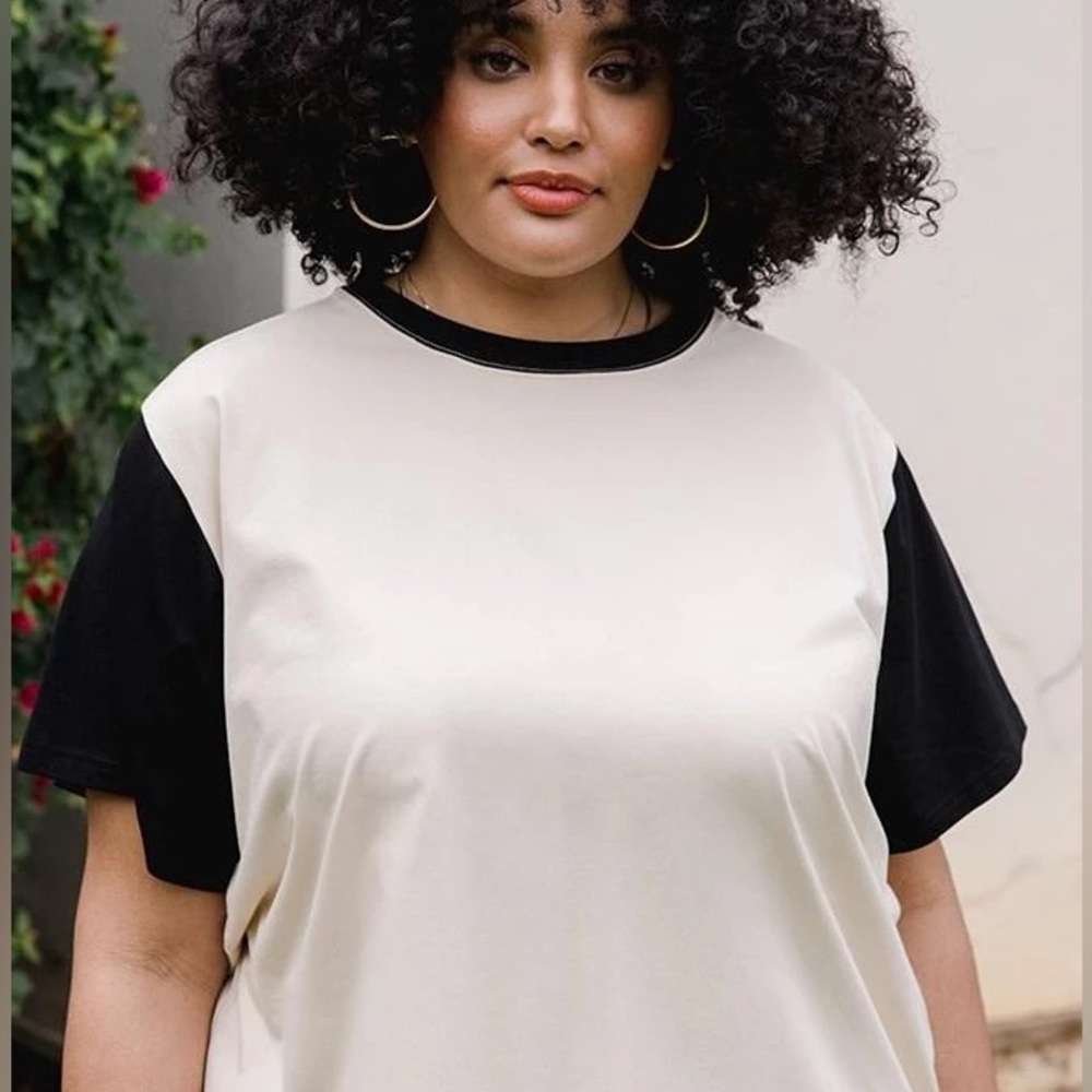 Tradlands Box T-Shirt in Black and Cream Ringer